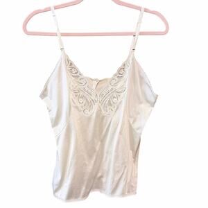Vintage JCPenney body lites white cami tank lace neckline 36 USA made layering